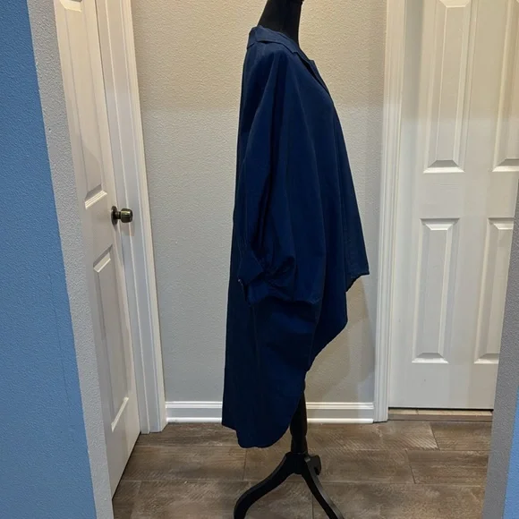 Navy Blue Oversized Shirt Dress - Picture 4 of 4